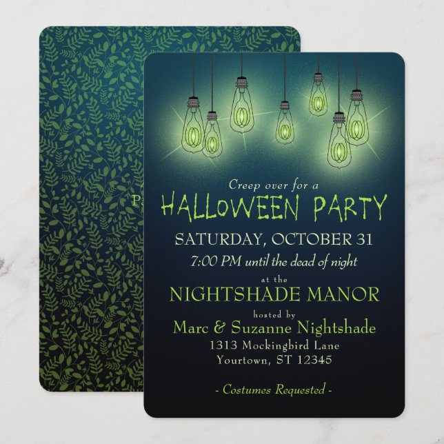 Halloween Vintage Glowing Lights Invitation (Front/Back)