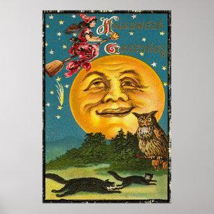 Halloween Vintage Greetings Poster