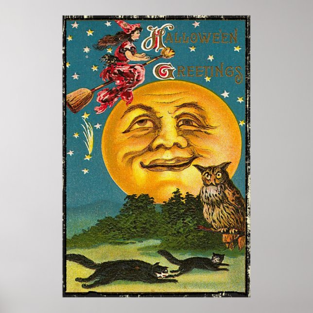 Halloween Vintage Greetings Poster (Front)