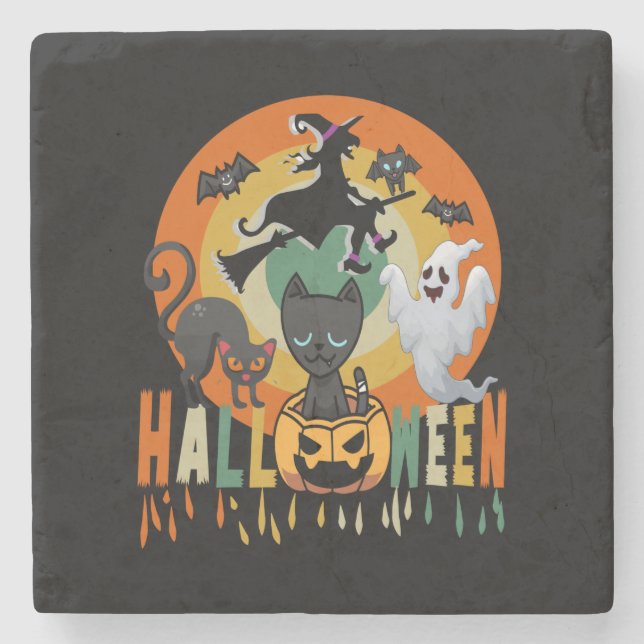 Halloween Vintage Halloween Stone Coaster (Front)