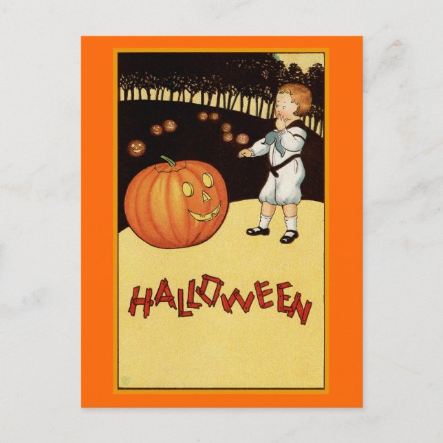"Halloween" Vintage Illustration Postcard (Front)