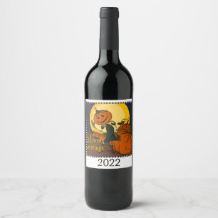 Halloween Vintage Jackolantern Wine Label