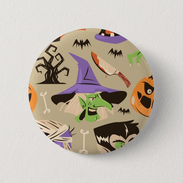 Halloween vintage pattern button (Front)