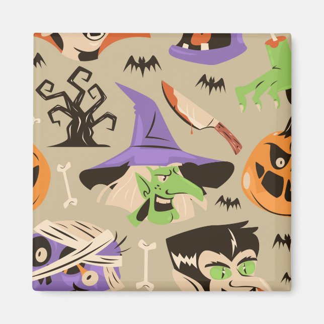 Halloween vintage pattern magnet (Front)