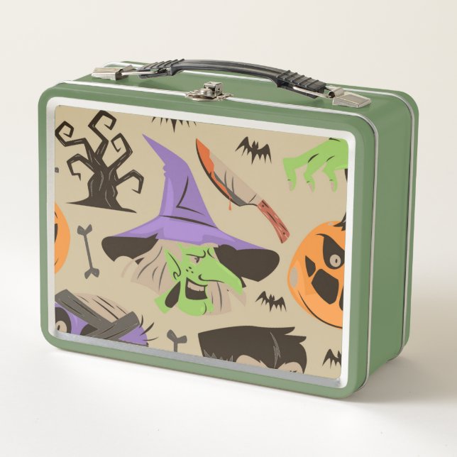Halloween Vintage Pattern Metal Lunch Box (Front)