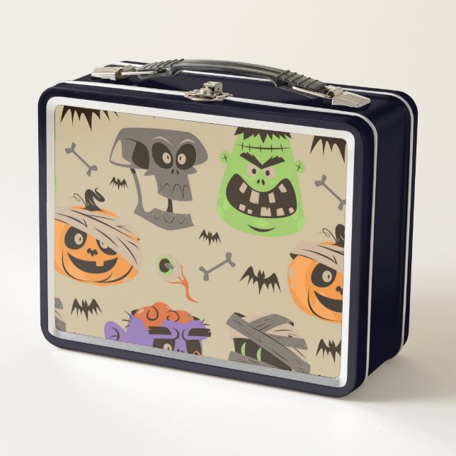 Halloween Vintage Pattern Metal Lunch Box (Front)
