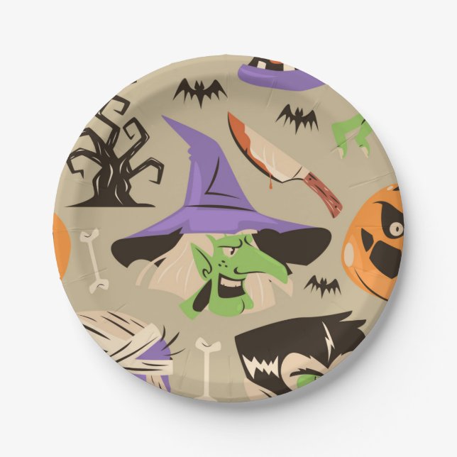 Halloween Vintage Pattern Paper Plate (Front)