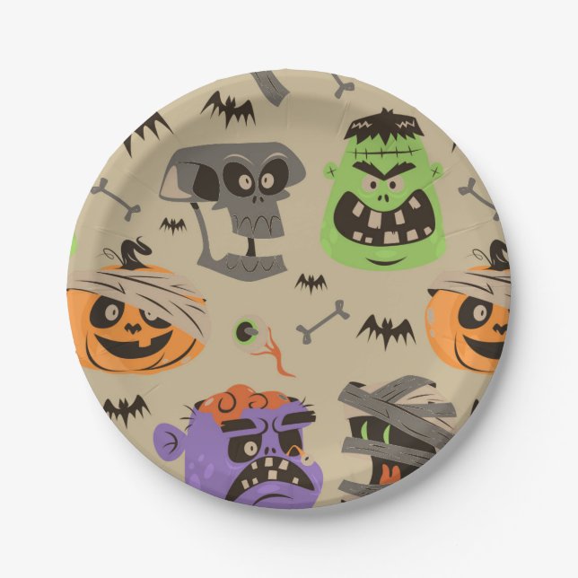 Halloween Vintage Pattern Paper Plate (Front)