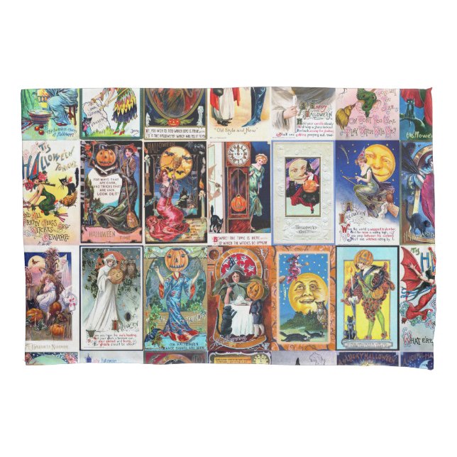 Halloween Vintage Postcard Pillowcase (Front-Left)