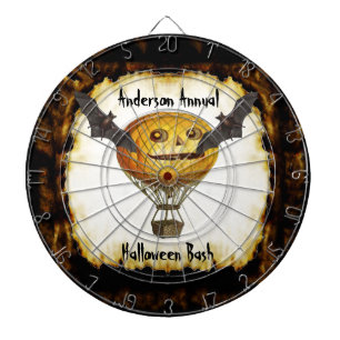 Halloween Vintage Pumpkin Balloon Man and Bats Dartboard