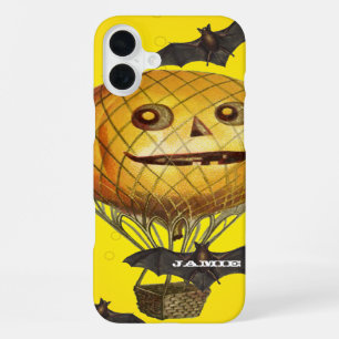Halloween Vintage Pumpkin Balloon Man and Bats iPhone Case