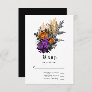 Halloween Vintage Shabby Floral Wedding RSVP Card