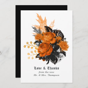 Halloween Vintage Shabby Floral Wedding Thank You Card