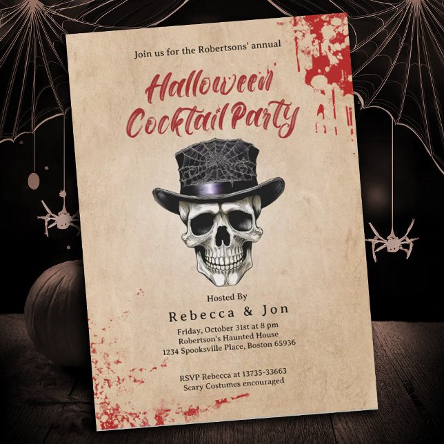 Halloween Vintage Skull Cocktail Party Invitation (Creator Uploaded)