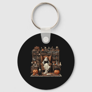 Halloween Vintage Spooky Bookish Haunted Bookstore Key Ring