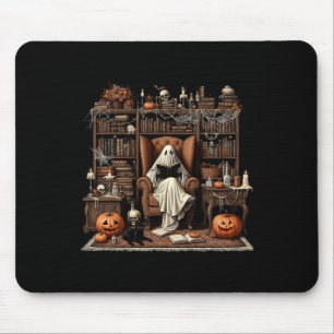 Halloween Vintage Spooky Bookish Haunted Bookstore Mouse Pad