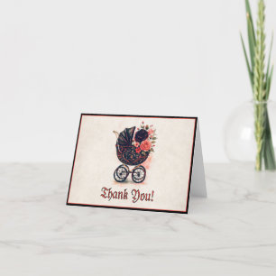 Halloween Vintage Stroller Baby Shower Thank You Card