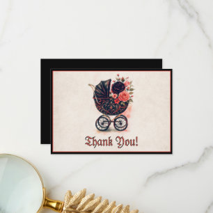 Halloween Vintage Stroller Baby Shower Thank You Card