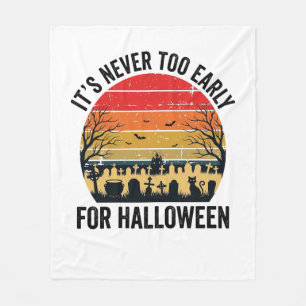 Halloween Vintage Sunset Graveyard Cat Vector Desi Fleece Blanket
