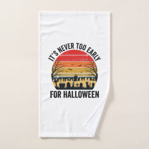 Halloween Vintage Sunset Graveyard Cat Vector Desi Hand Towel