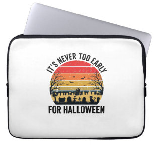Halloween Vintage Sunset Graveyard Cat Vector Desi Laptop Sleeve