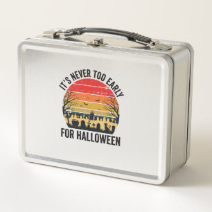 Halloween Vintage Sunset Graveyard Cat Vector Desi Metal Lunch Box