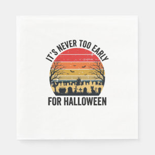 Halloween Vintage Sunset Graveyard Cat Vector Desi Napkin