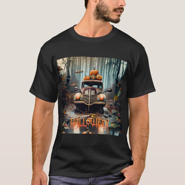 Halloween Vintage Truck T-Shirt (Front)