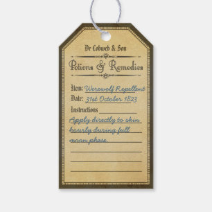 Halloween vintage werewolf repellant potion tags