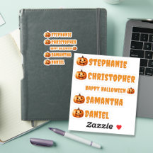 Halloween Vinyl Cutout Name Labels - Personalised