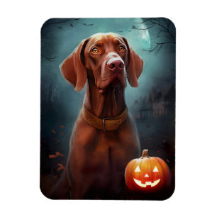 Halloween Vizsla With Pumpkins Scary Magnet