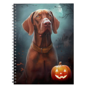 Halloween Vizsla With Pumpkins Scary Notebook