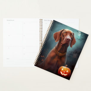 Halloween Vizsla With Pumpkins Scary Planner