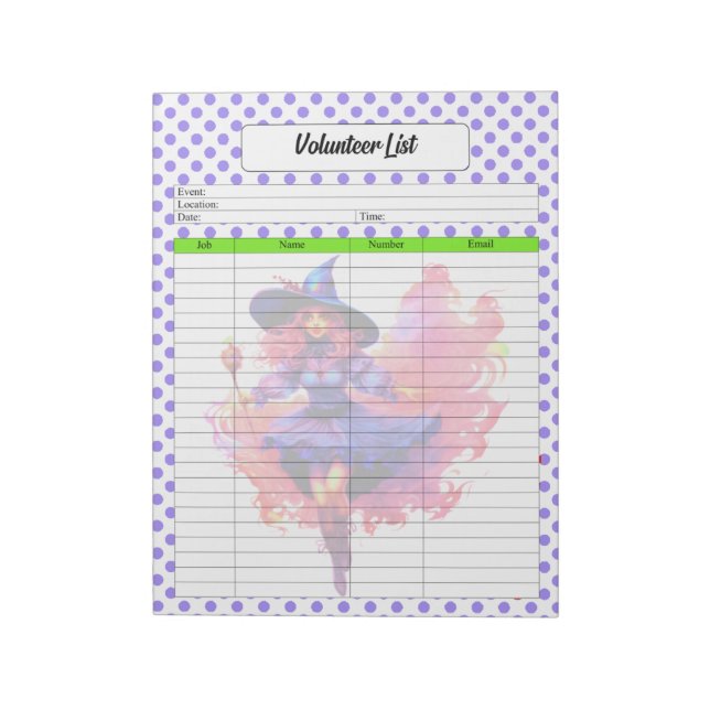 Halloween Volunteer List Template Notepad (Rotated)