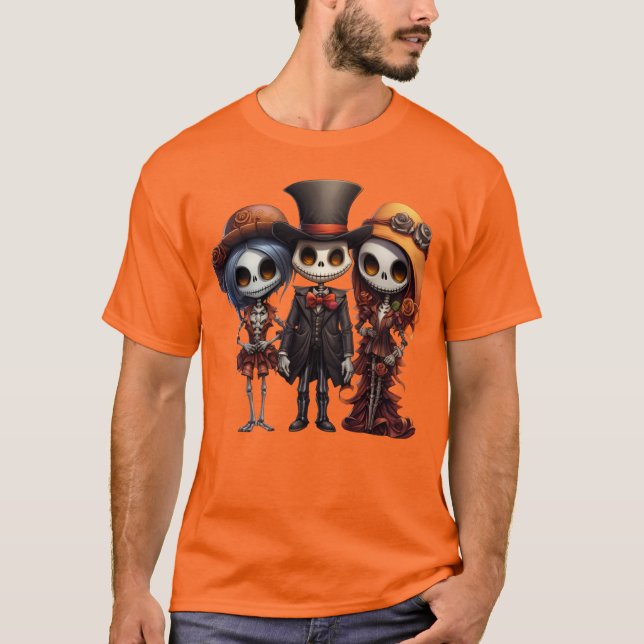 Halloween voodoo dolls creepy tux skeleton  T-Shirt (Front)