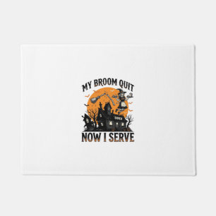 Halloween Waitress Shirt Broom Broke Humor_1 Doormat