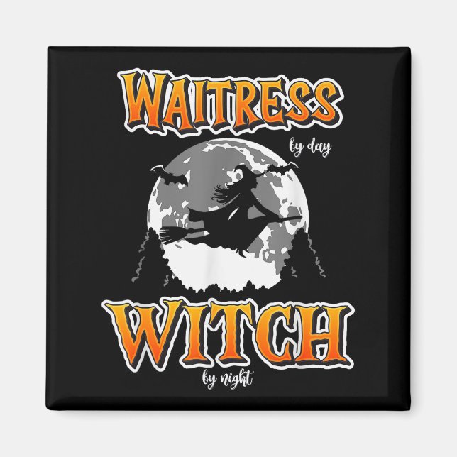 Halloween Waitress Witch, Funny Cute Restaurant Se Magnet (Front)