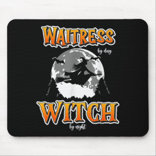 Halloween Waitress Witch, Funny Cute Restaurant Se Mouse Pad