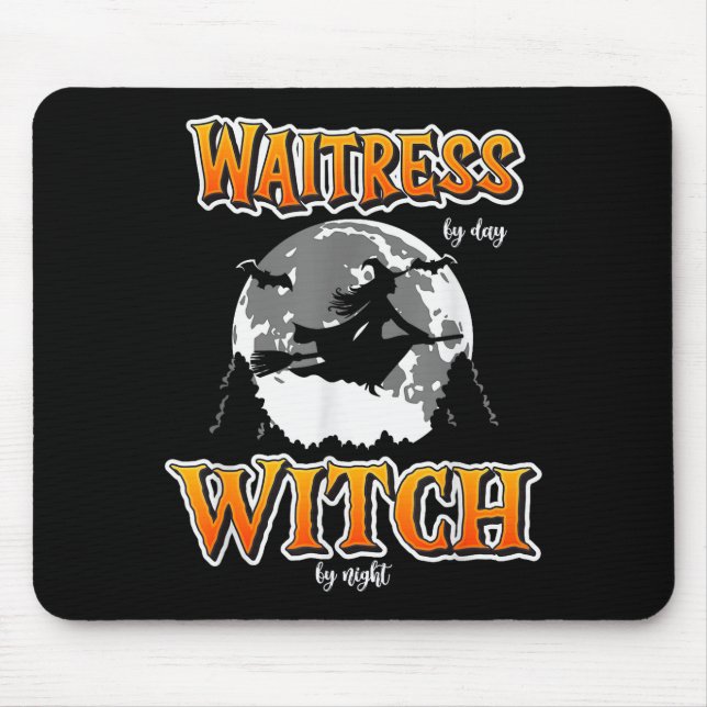 Halloween Waitress Witch, Funny Cute Restaurant Se Mouse Pad (Front)
