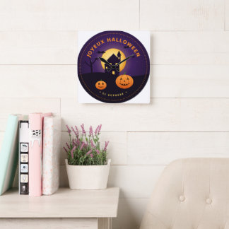 Halloween Wall Clock Haunted House Pumpkins
