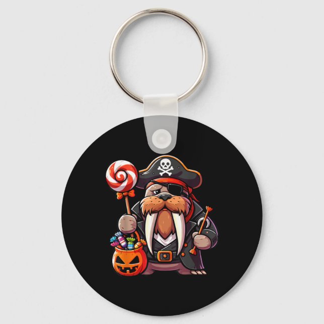 Halloween Walrus Pirate Eye Patch Candy Bag Key Ring (Front)