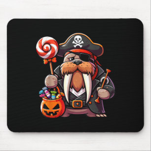 Halloween Walrus Pirate Eye Patch Candy Bag Mouse Pad