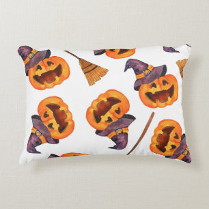 Halloween Watercolor, Autumn Seamless Pattern. Decorative Cushion