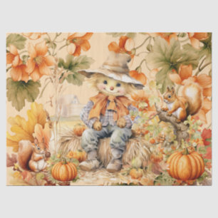 Halloween Watercolor Foliage & Scarecrow Decoupage Tissue Paper