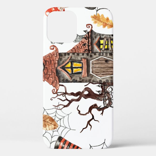 Halloween Watercolor: Haunted House Pattern. Case-Mate iPhone Case (Back)