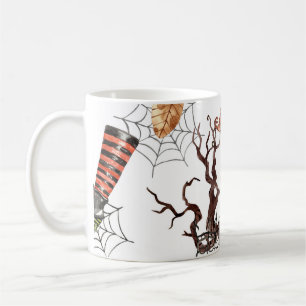 Halloween Watercolor: Haunted House Pattern. Coffee Mug