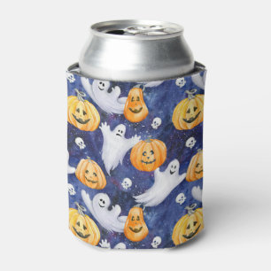 Halloween Watercolor Pattern Can Cooler