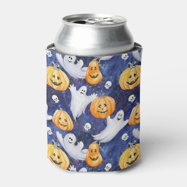 Halloween Watercolor Pattern Can Cooler (Can Front)