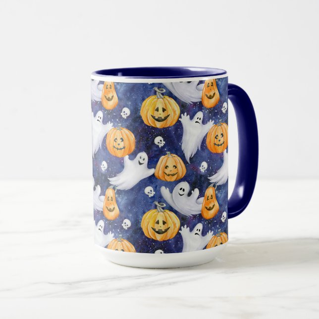 Halloween Watercolor Pattern Mug (Front Right)