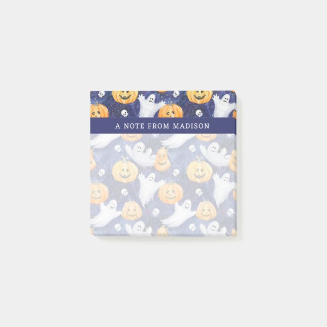 Halloween Watercolor Pattern Post-it Notes (Front)